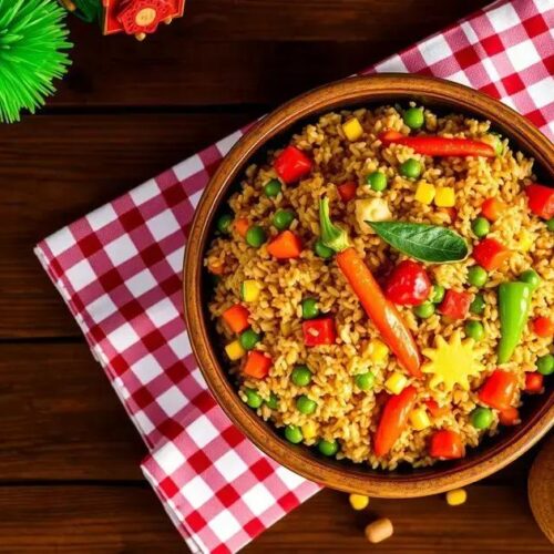 Receita de arroz colorido de festa junina fácil e saudável 1 Arroz colorido de festa junina