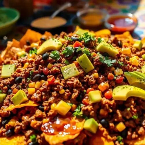 nachos com carne moída