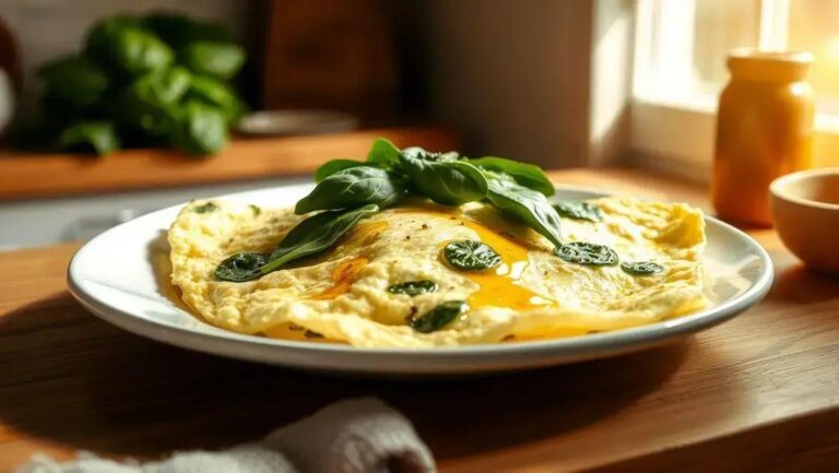 omelete de claras com espinafre