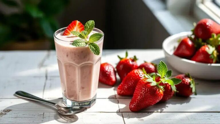 Smoothie de morango com iogurte